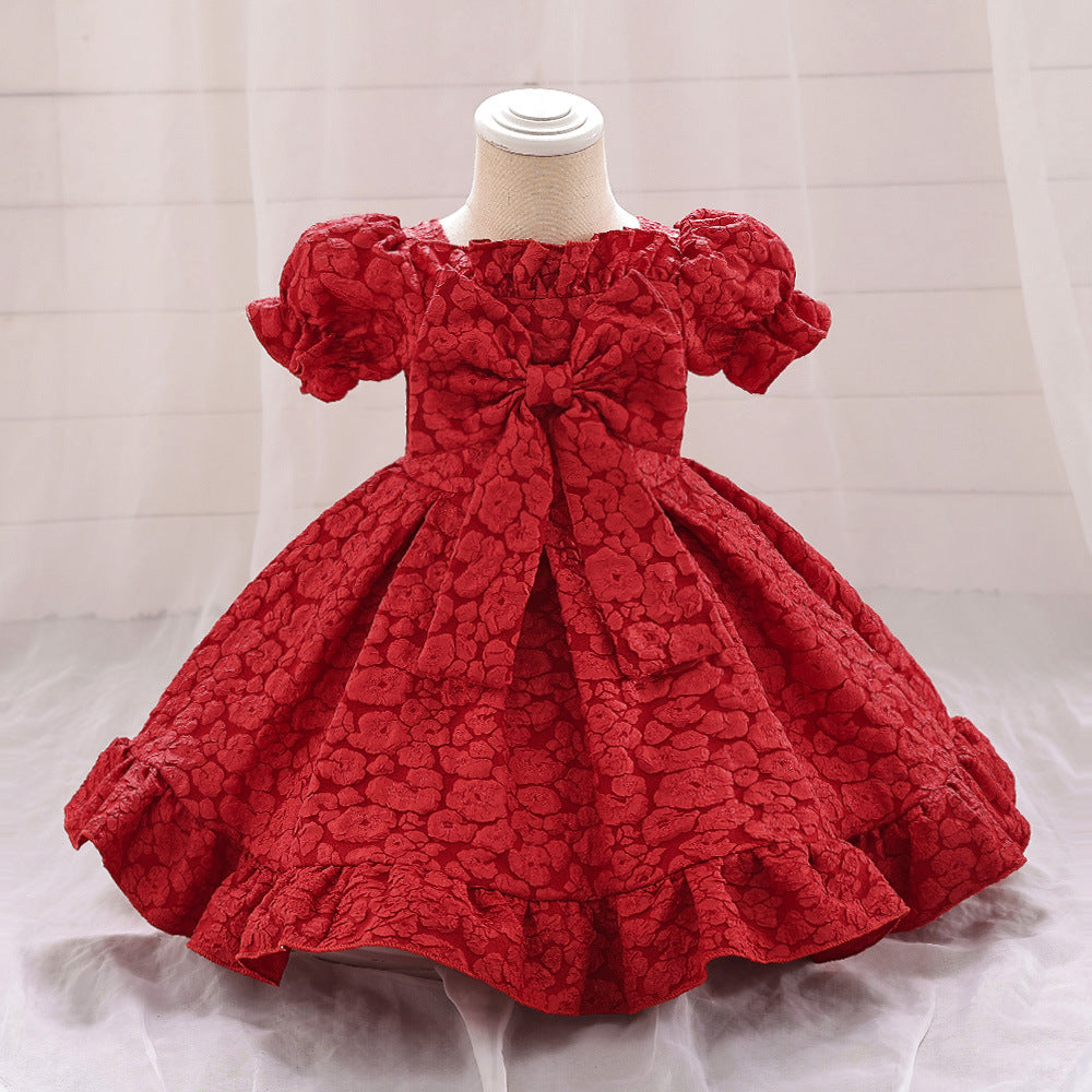 Girls Satin Princess Dress With Large Butterfly Design For Formal Occasions