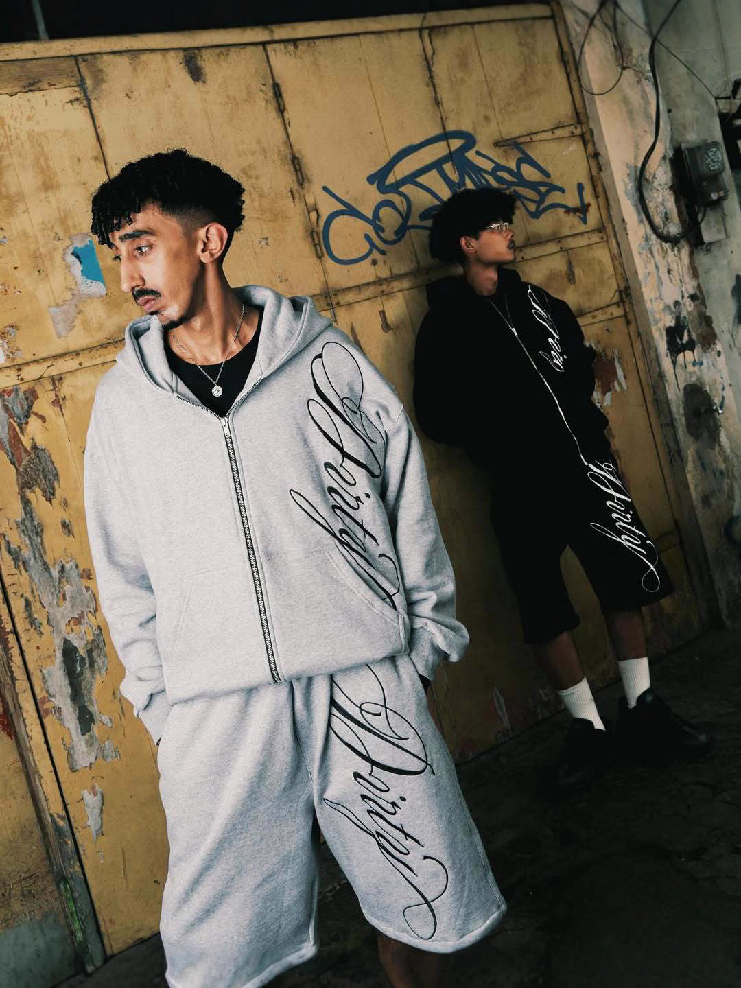 Men's Letter Print Hooded Sweatshirt and Shorts Set
