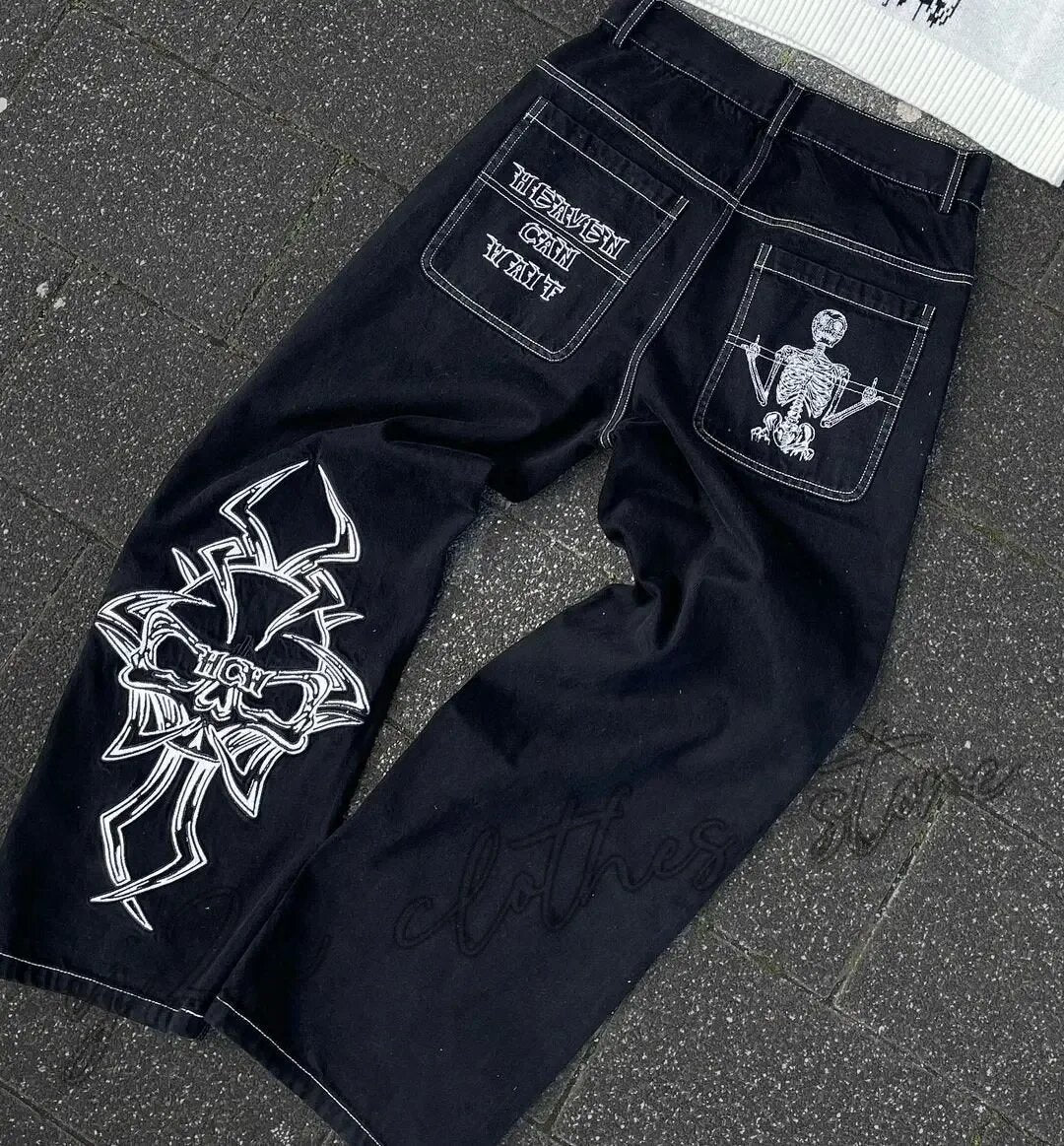 Men's Embroidered Straight Leg Jeans