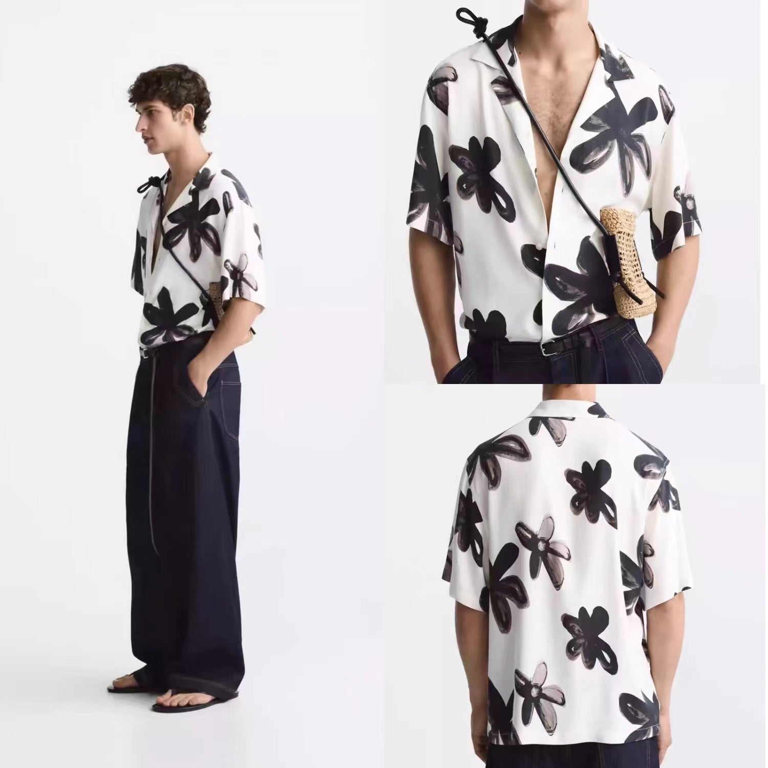 Mens Floral Print Short Sleeve Shirt