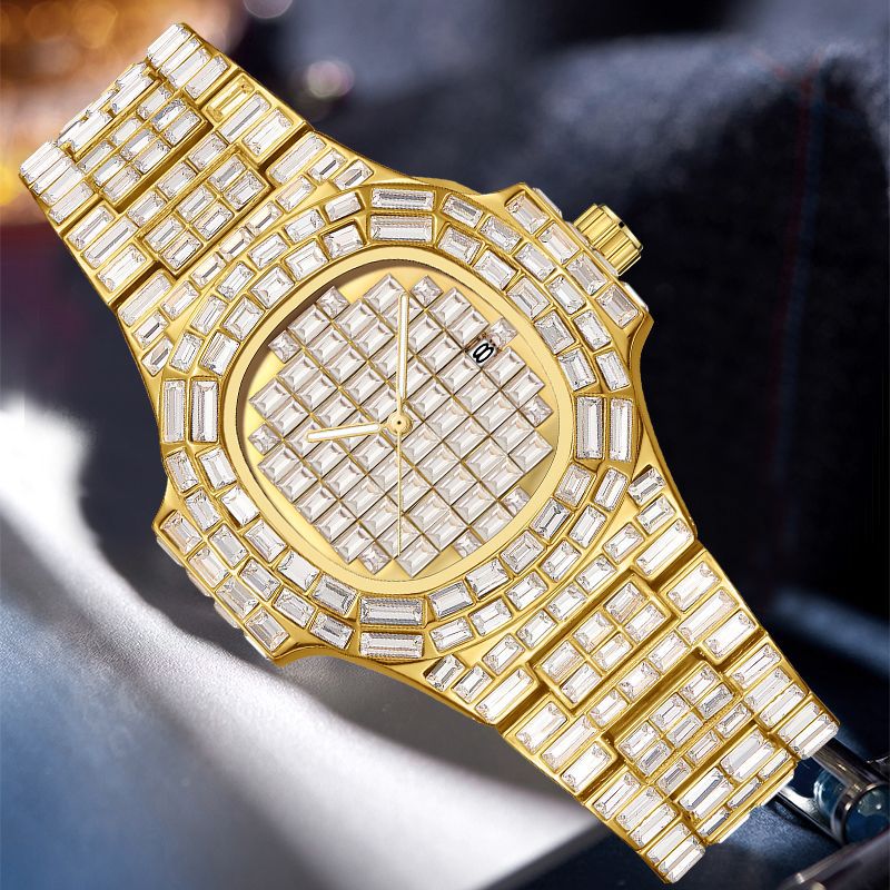 Fashionable Diamond-Encrusted Starry Sky Waterproof Quartz Watch for Men