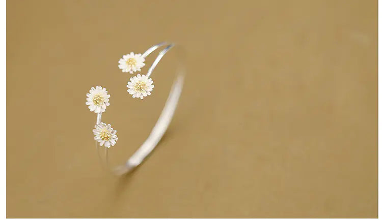 Silver Double Layer Daisy Bracelet S925